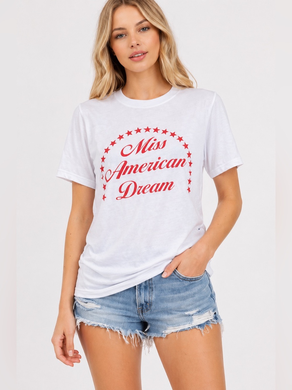 Wildfox Miss American Dream Graphic Tee White Red Cotton NWT Small
